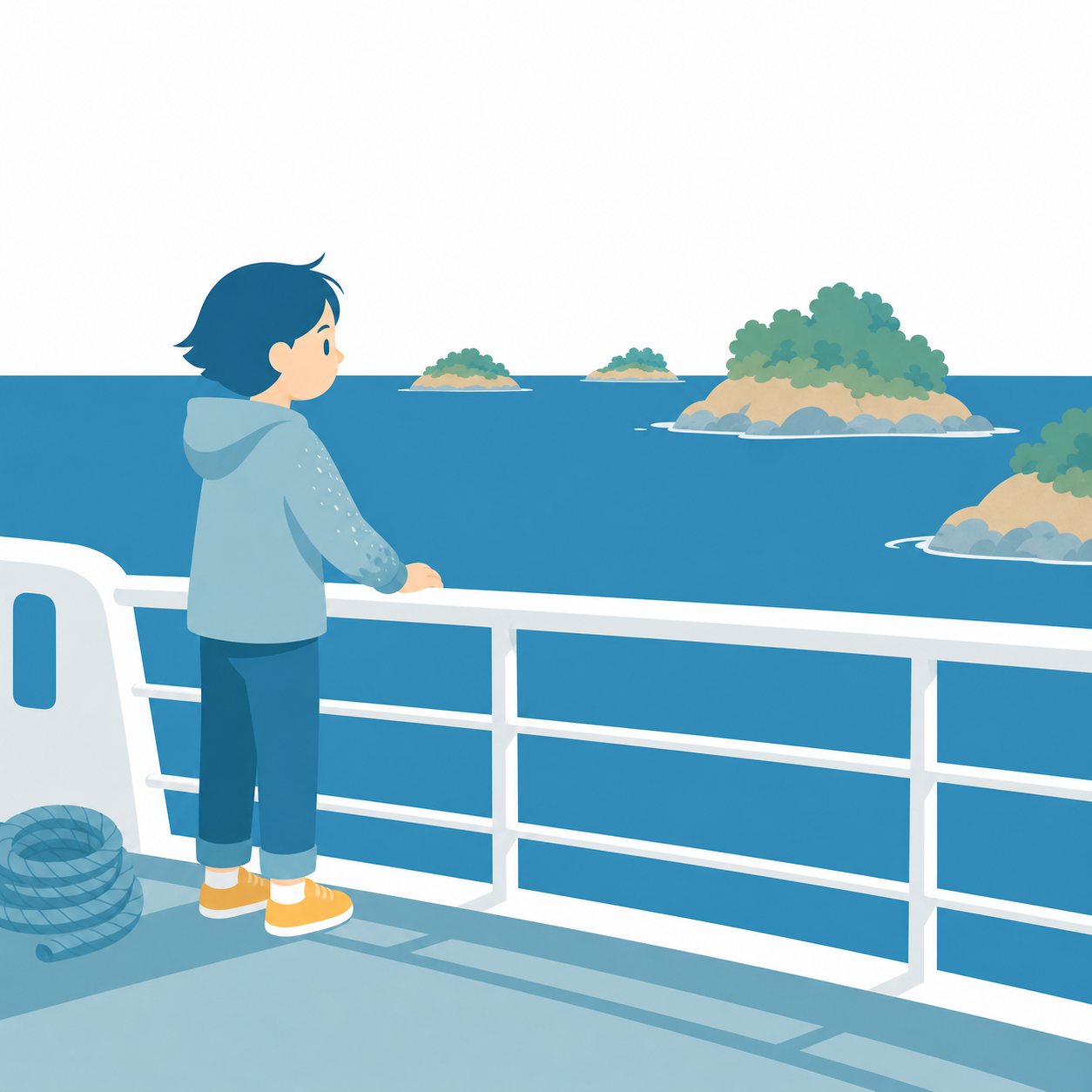 島国｜社会ことば辞典。まわりを海に囲まれ、多くの島からできている国です。