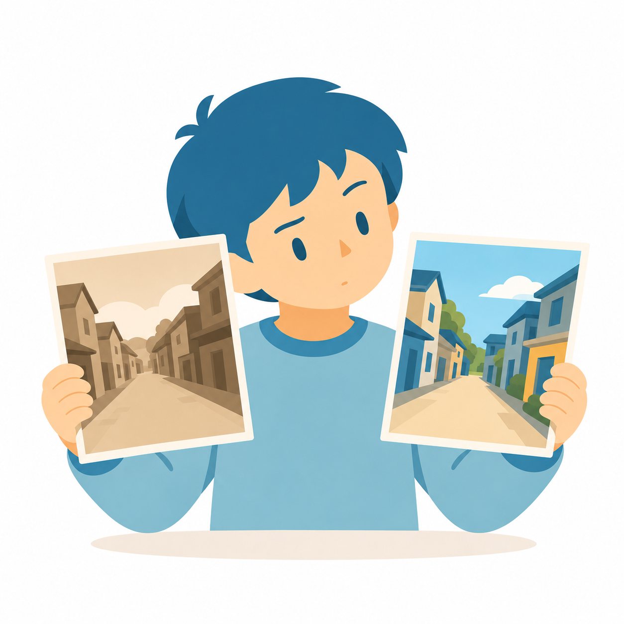 時間や変化｜社会ことば辞典。昔と今、前と後を比べ、社会やくらしがどのように変わったかに注目する見方です。