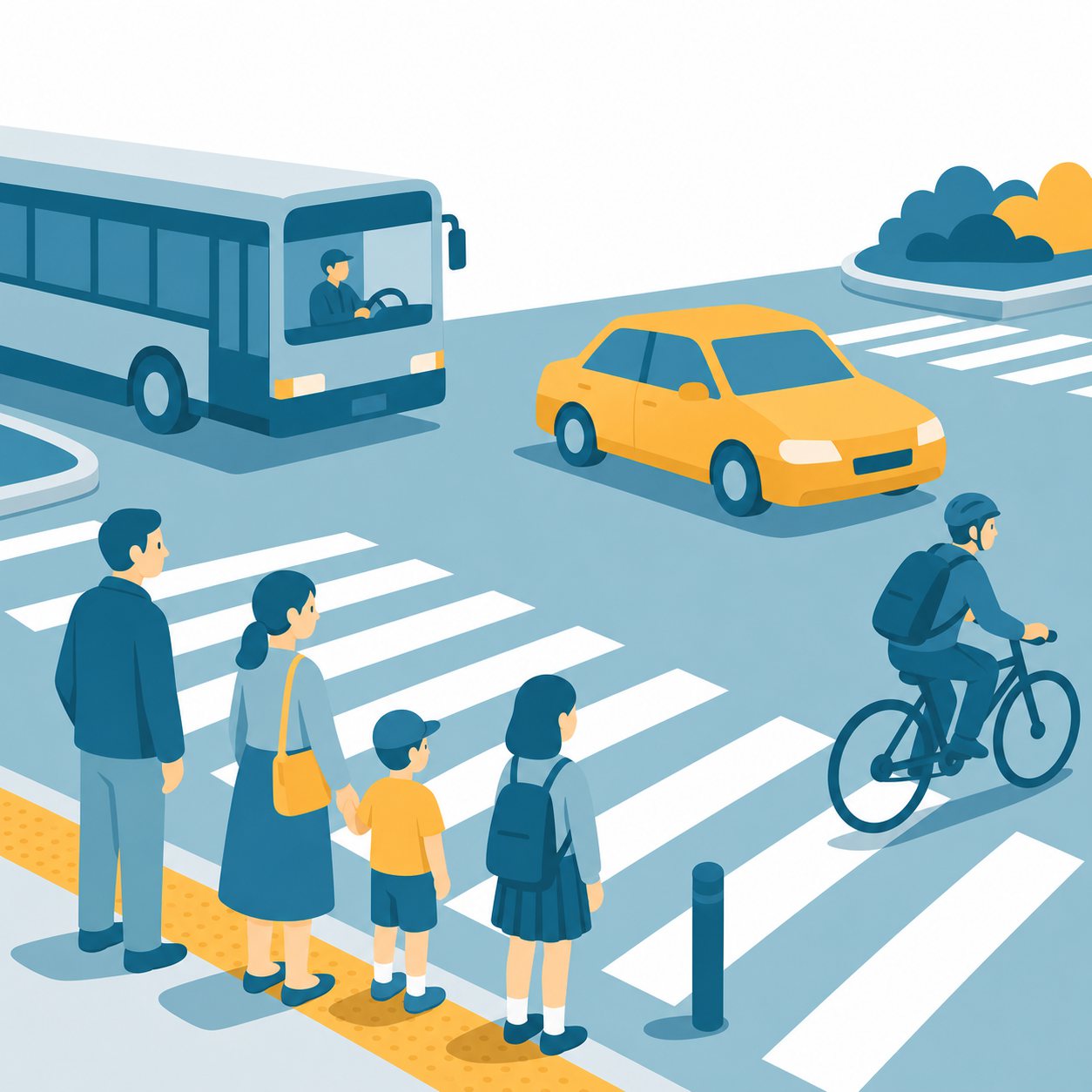 交通の様子｜社会ことば辞典。道路、鉄道、バス、人や車の通り方など、地域の交通に関する様子です。