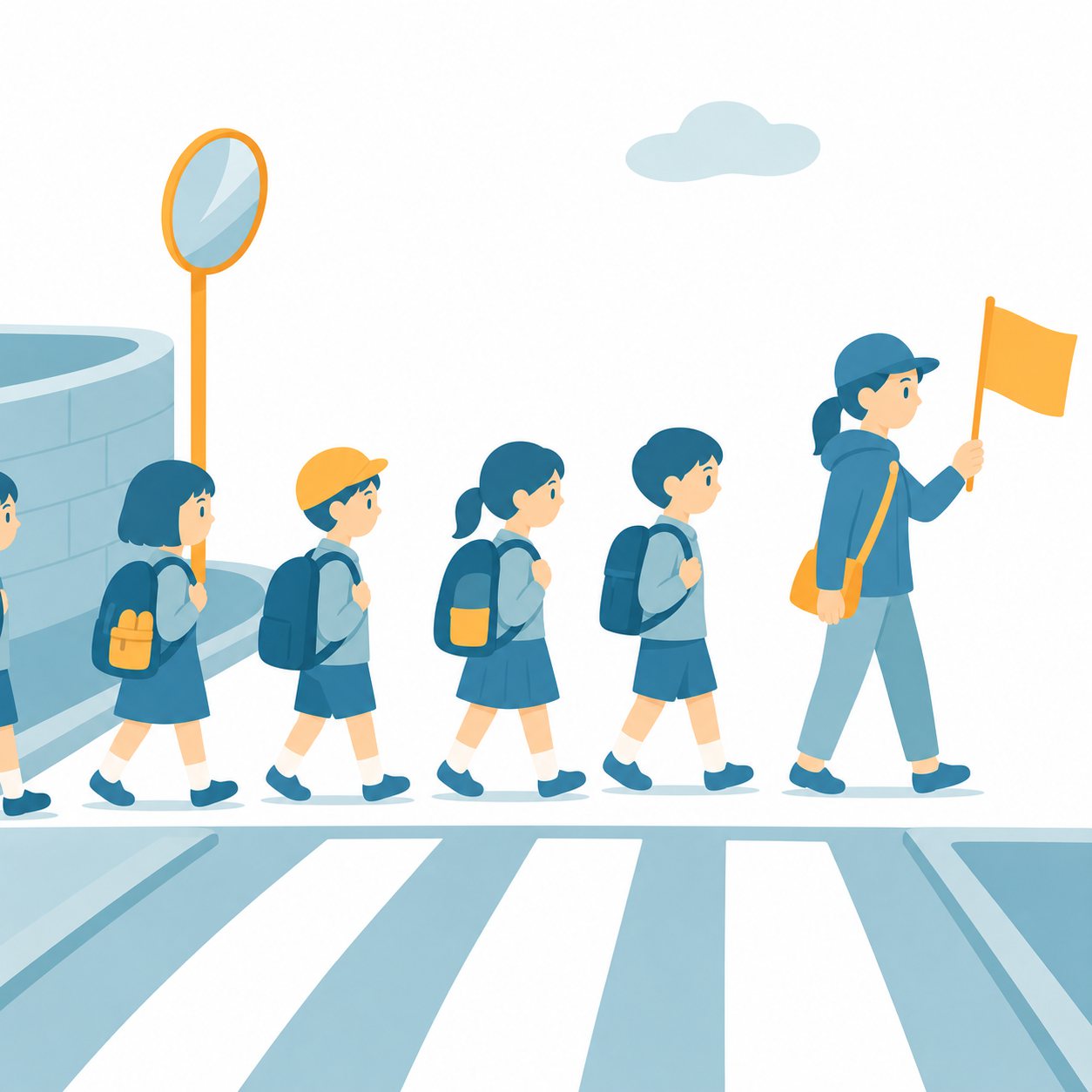 通学路｜社会ことば辞典。子どもが学校へ行き来するときに通る道です。