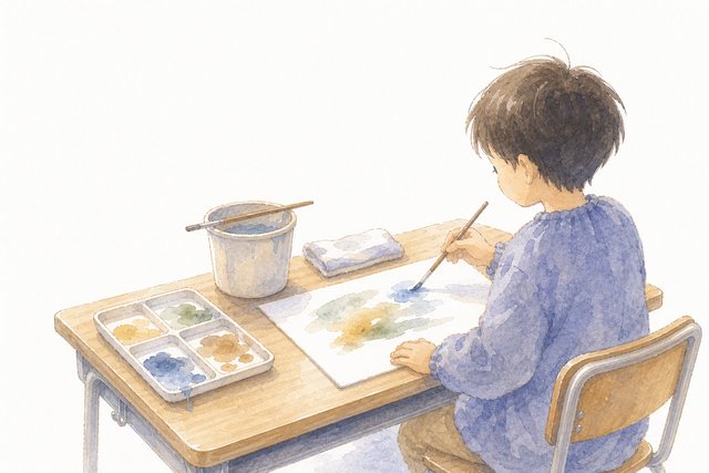 図工の絵の具のイラスト