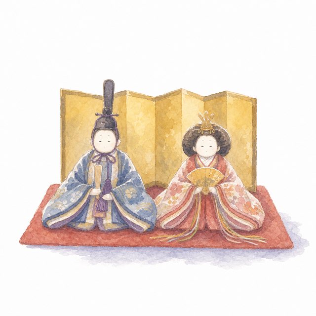 ひな人形（水彩）