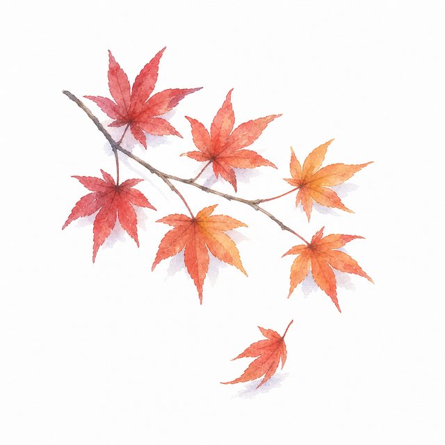 もみじの枝（水彩）
