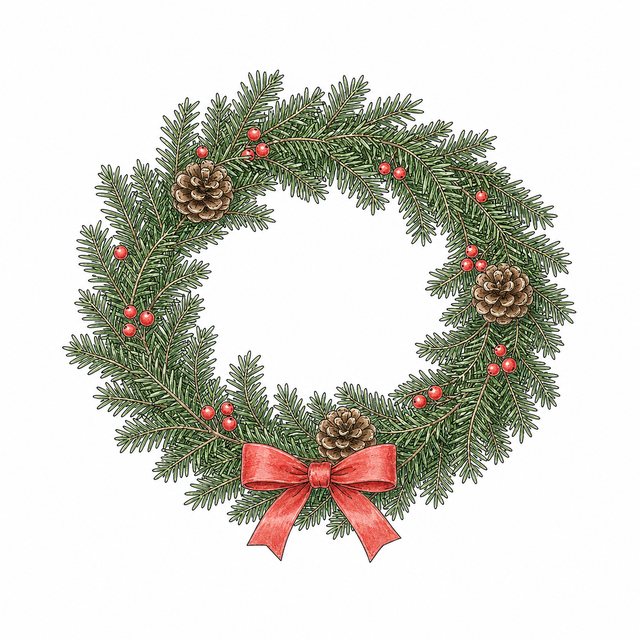 クリスマスリース（線画）