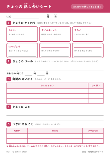きょうの 話し合いシート